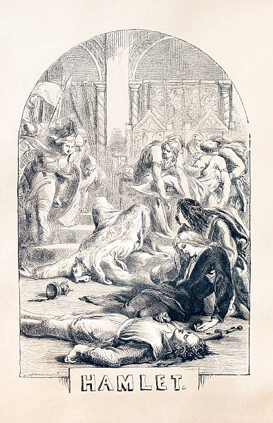 Shakespeare - Hamlet 19th Century EngravingHamlet engraving william shakespeare art painted image stock illustrations