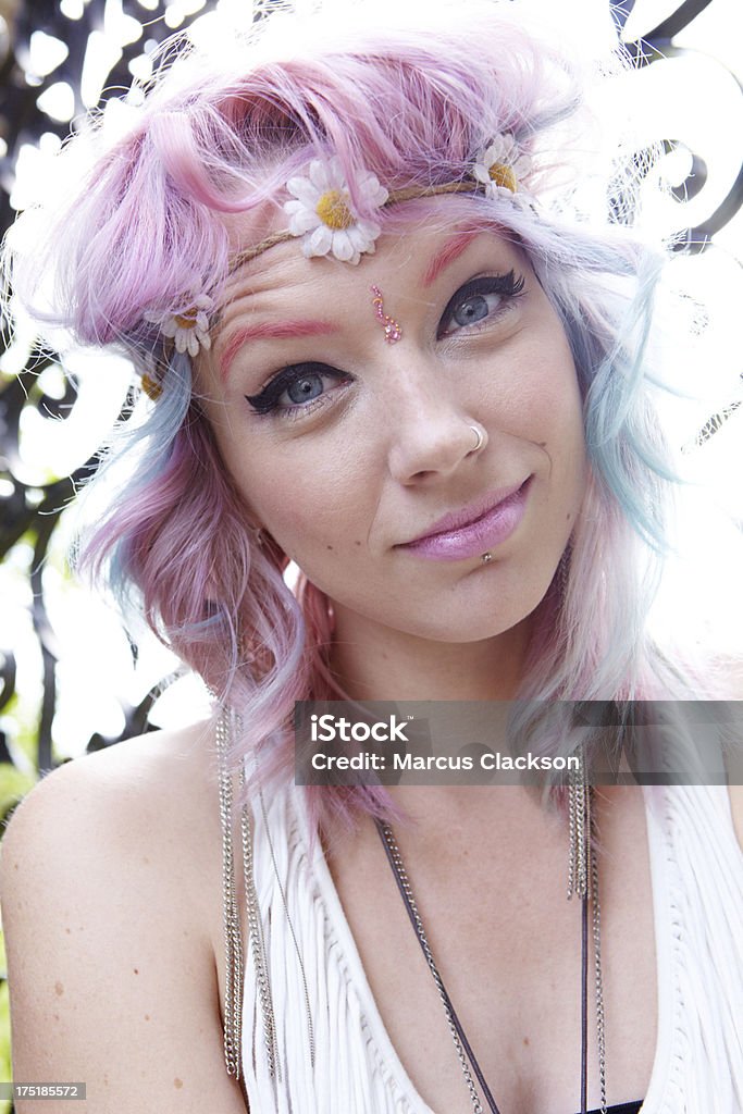 Blume Hippie-Mädchen - Lizenzfrei Attraktive Frau Stock-Foto