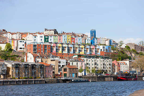 Colourful Harbourside Houses "Georgian and modern townhouses at Bristol docks, England." bristol england stock pictures, royalty-free photos & images