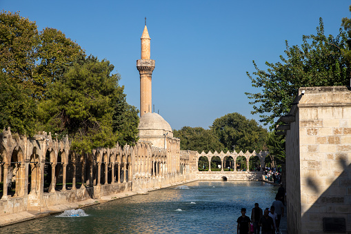Balıklıgöl is a religious site in Sanliurfa province and is believed to be sacred.It is believed to be the place where Abraham was thrown into the fire by Nimrod.Sanliurfa.Turkey.8 September 2023