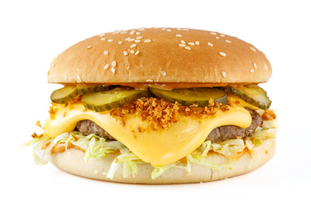 istock hamburger like in McDonald's with a beef cutlet on a white background, studio shooting 1 1751862254