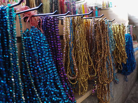 Turkish rosaries with coloured stones sold in the market