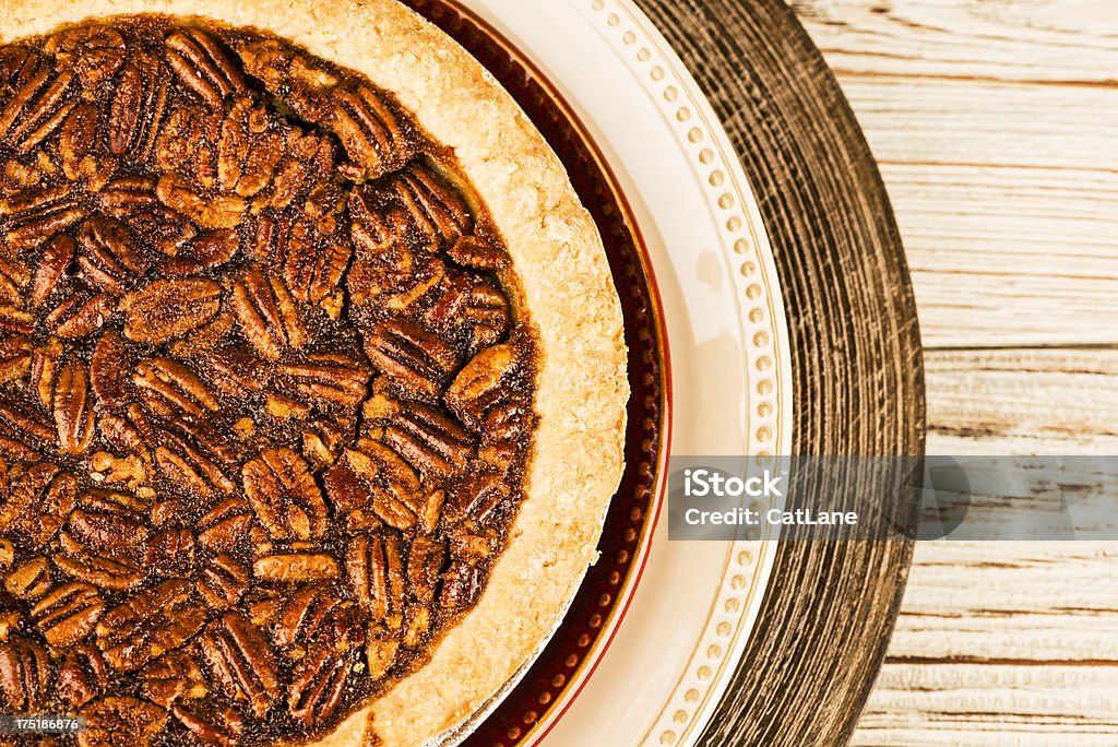 Frisch gebackene Pecan Pie - Lizenzfrei Ansicht aus erhöhter Perspektive Stock-Foto