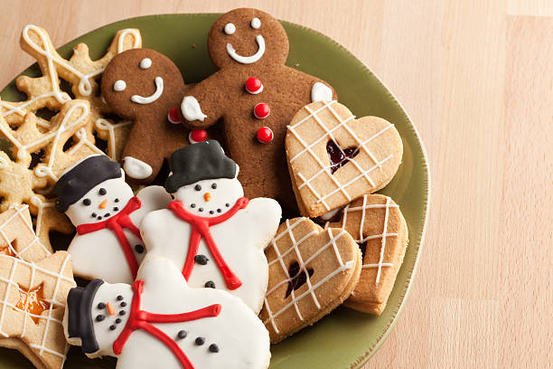 istock Winter Holiday Season Decorated Cookie Plate with Copy Space 175187089