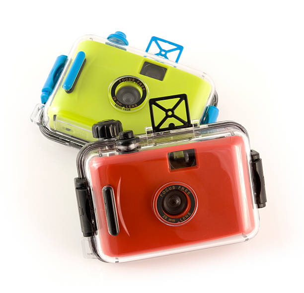 istock Toy 35mm film underwater cameras on a white background 175187139