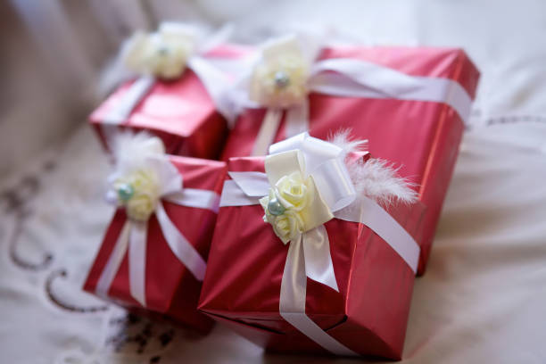 istock Boxes of gifts decorated with ribbons. 1751872013