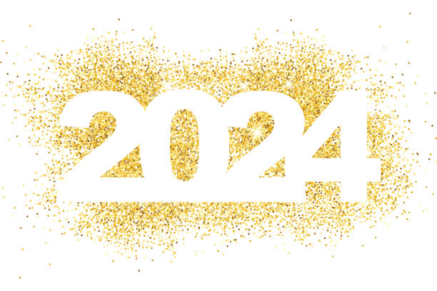 istock Happy New Year 2024. Gold dust in numbers. Bright sparkles. 1751877245