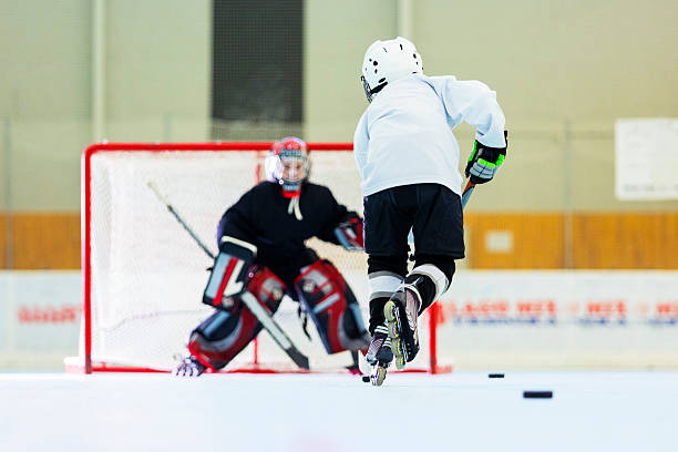istock Little league kids roller hockey training 175187890