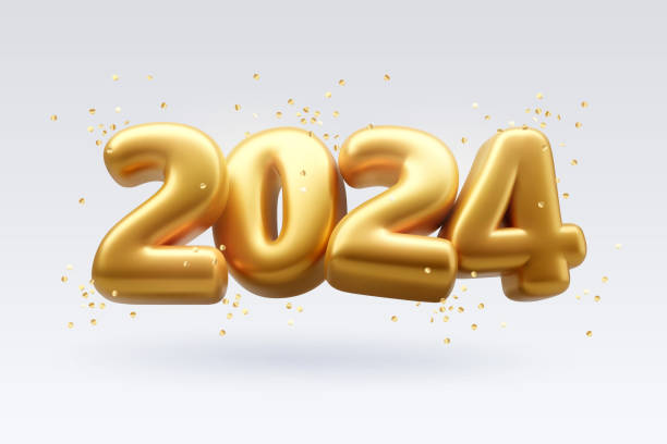 istock 3d Vector 2024 Golden numbers, Happy new year 2024 concept. 1751879160