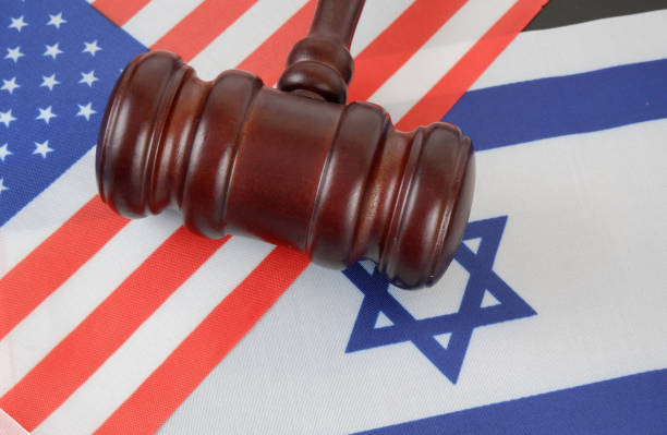 istock Judge gavel on US and Israel flags. 1751879700