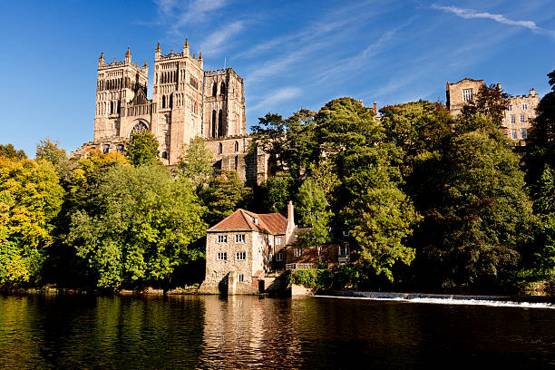 Durham Cathedral and the River Wear Autumn Light stock photo