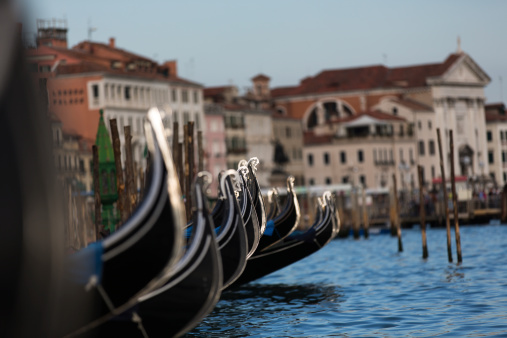 Front of several gondolas at Markus Place - Venice.