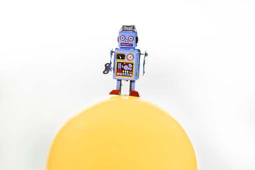 Tin Toy Robot on the moon