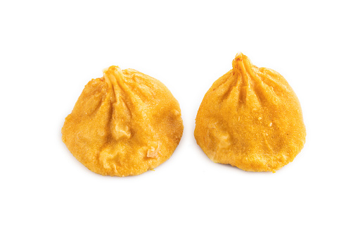 Group of fresh spicy Argentinian empanadas isolated on white background. High resolution 42Mp studio digital capture taken with Sony A7rII and Sony FE 90mm f2.8 macro G OSS lens