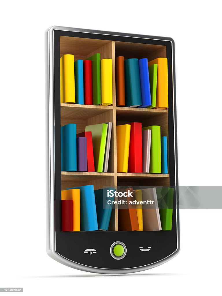 Biblioteca en smartphone - Foto de stock de Biblioteca libre de derechos