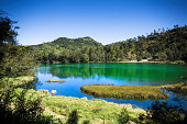 Beautiful Landscape and Green Lake in Java