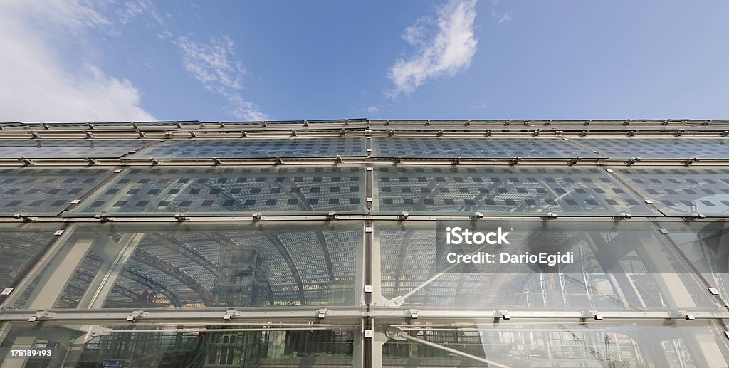 Structural photovoltaic glass panels, raylway station, Turin, Porta Susa Roof of a new railway station of Porta Susa in Turin Italy Turin Stock Photo