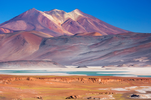 Salar de Talar y los volcanes, desierto de Atacama, Chile photo