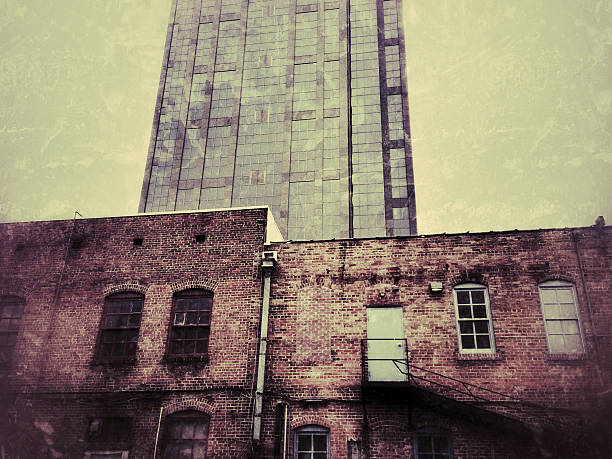 Looking south at the city of Columbus, Ohio with plenty fo room for copy.  This is a monochromatic black and white image
