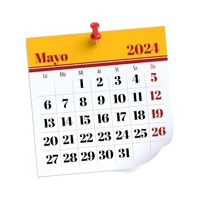 May Calendar 2024 in Spanish Language. Isolated on White Background. 3D Illustration