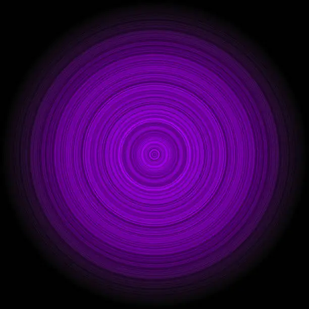 Vector illustration of Radiating concentric purple circles on a dark backdrop.