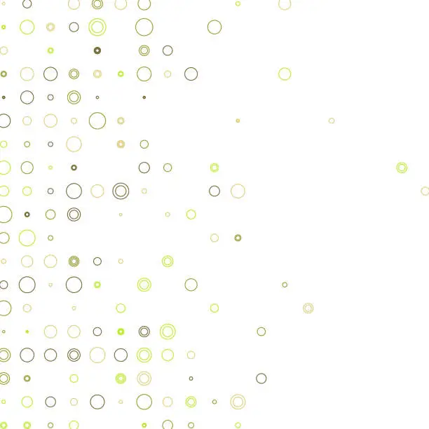 Vector illustration of Green and gold floating (double) bubbles on a white background.