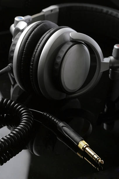 headphones with focus on plug and cord