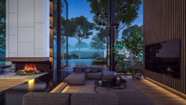 istock 3d rendering of expensive cozy interior with green walls in night 1751910548