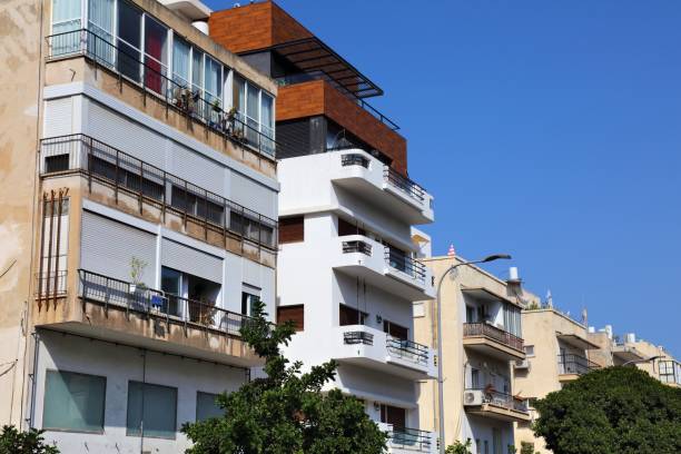 White City of Tel Aviv, Israel. Modern International style and Bauhaus style architecture in HaTzafon HaYashan district (also known as Tzafon Yashan).