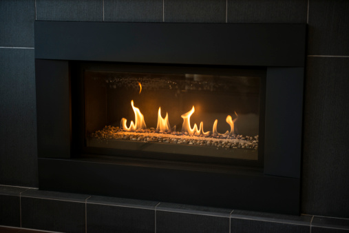 modern gas fireplace / contemporary design / gives off some nice heat