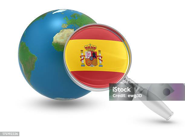 Modelo De Tierra Y Microscopio Con Bandera Española Foto de stock y más banco de imágenes de Bandera