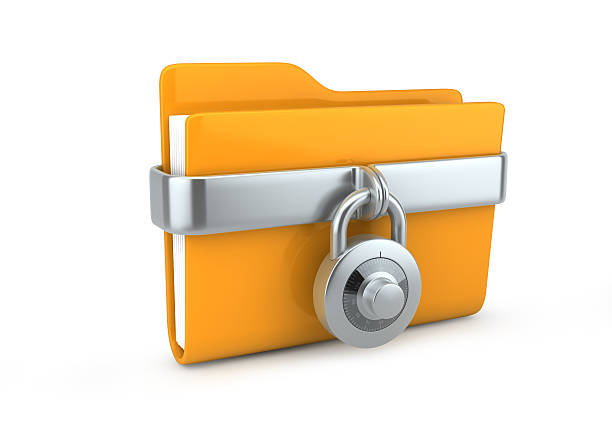 Vector of a file folder with a combination lock on it stock photo