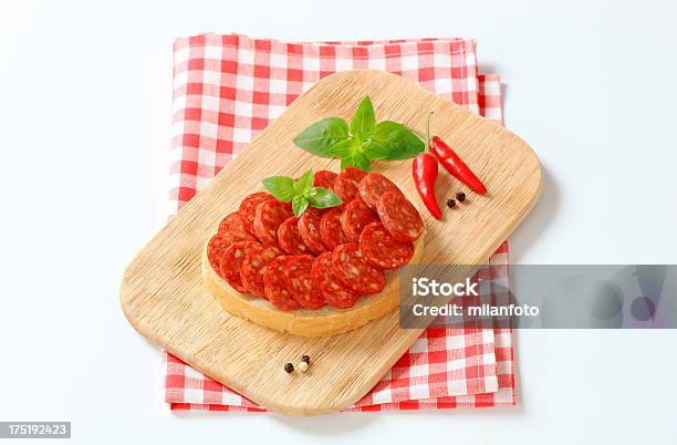 Slices Of Sausage On Bread Stock Photo - Download Image Now - Appetizer, Beef, Bread
