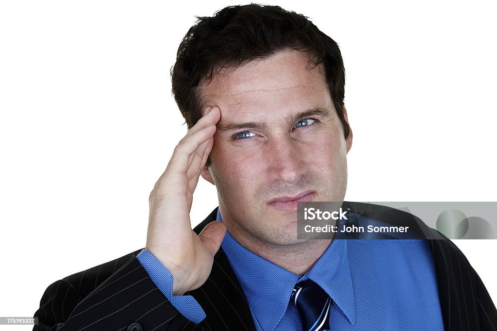 Indossando Tuta Uomo d'affari con mal di testa - Foto stock royalty-free di 35-39 anni