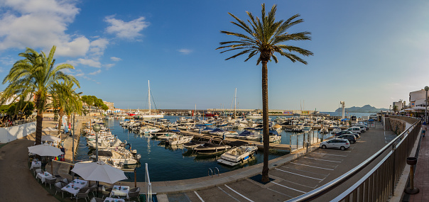Fishing harbour of Cala Rajada, Mallorca island, Spain, Panorama