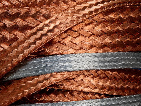 Close-up of copper ground straps.