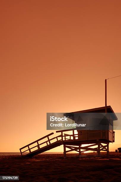 Lifeguard Hut At Sunset Stock Photo - Download Image Now - Accidents and Disasters, American Culture, Architectural Feature