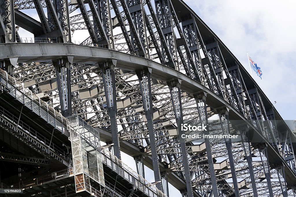 Complessa struttura in acciaio di ponte, Harbour bridge Australia, spazio di copia - Foto stock royalty-free di Acciaio