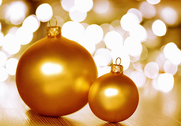 istock two golden Christmas balls 175195303