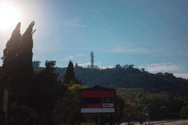 Rome outskirt with antenna tower and billboard