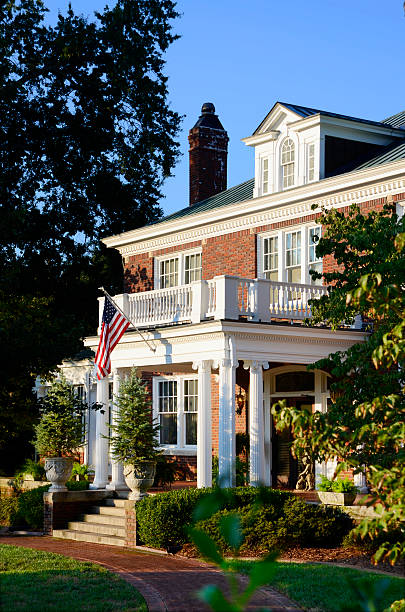istock Front porch with an American Flag 175196599