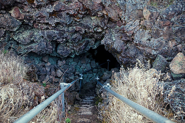 Catacombs Cave entrance at Lava Beds National Monument in California, USA.