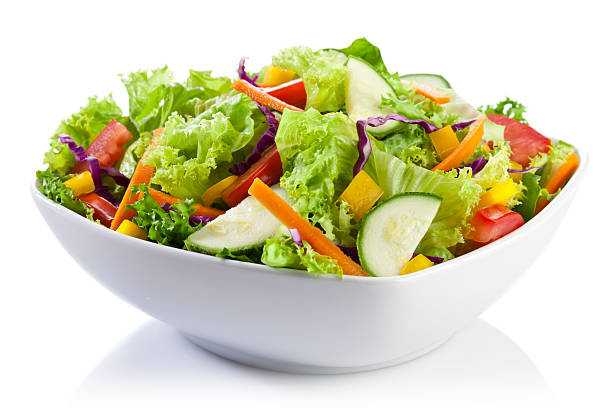 Salad Plate Fresh Salad Plate on White Background salad photos stock pictures, royalty-free photos & images