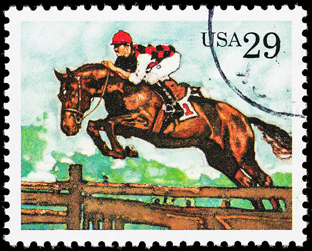 istock USA steeplechase horse racing postage stamp 175198329