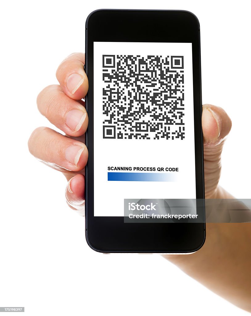 Mão a segurar Smartphones com Código QR - Royalty-free Codificar Foto de stock