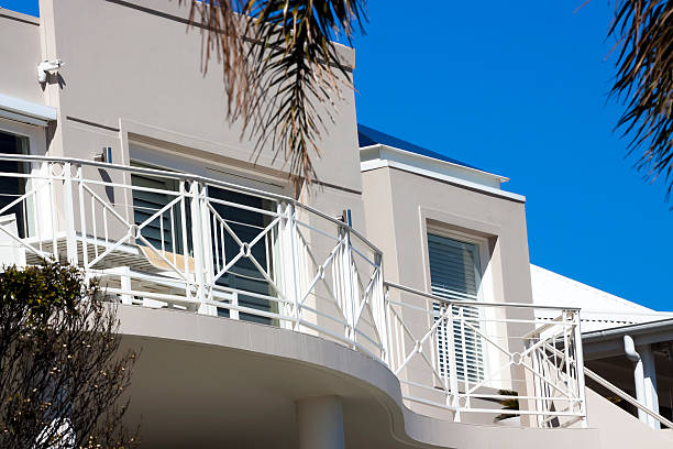 istock Modern house with balcony against blue sky, copy space 175198716