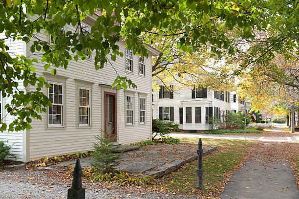 istock Colonial houses on typical New England street 175199028
