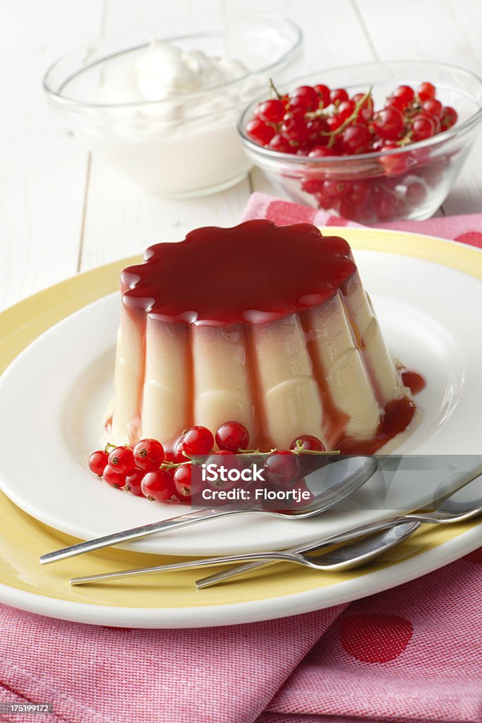 Desserts: Pudding with Red Currant Still Life More Photos like this here... Cream - Dairy Product Stock Photo