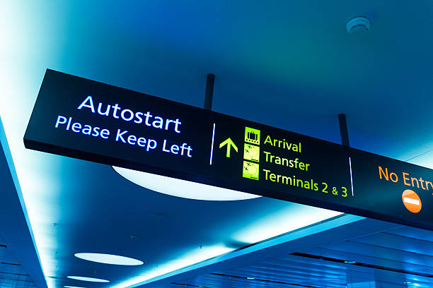 istock Arrival, Transfer and Terminal Sign Panel at the Airport 175199600