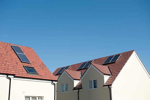 Modern Homes Using Solar Energy stock photo